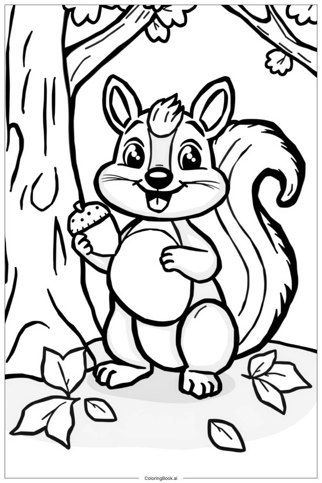  Squirrel and the Changing Seasons Coloring Page 