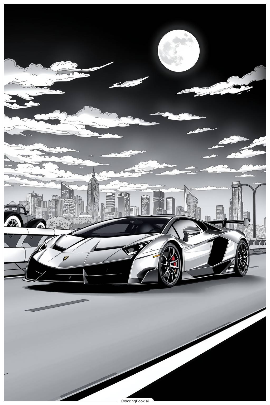  Veneno Night Drive Coloring Page 