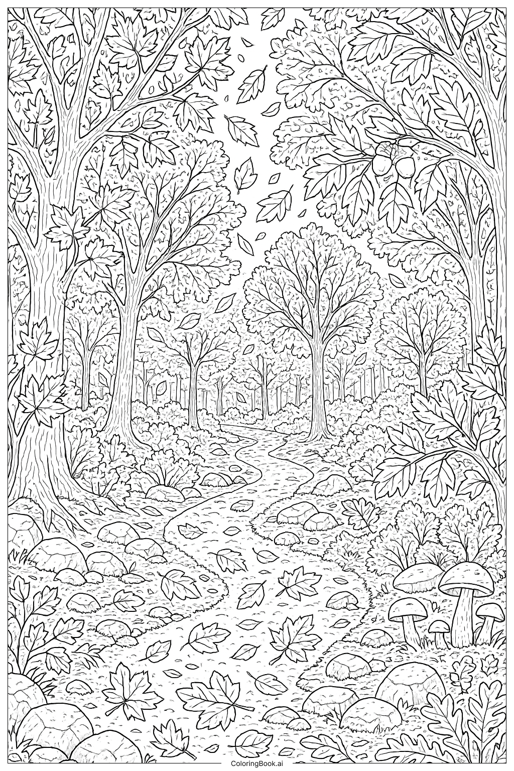 Detaillierte herbstliche Waldlandschaft