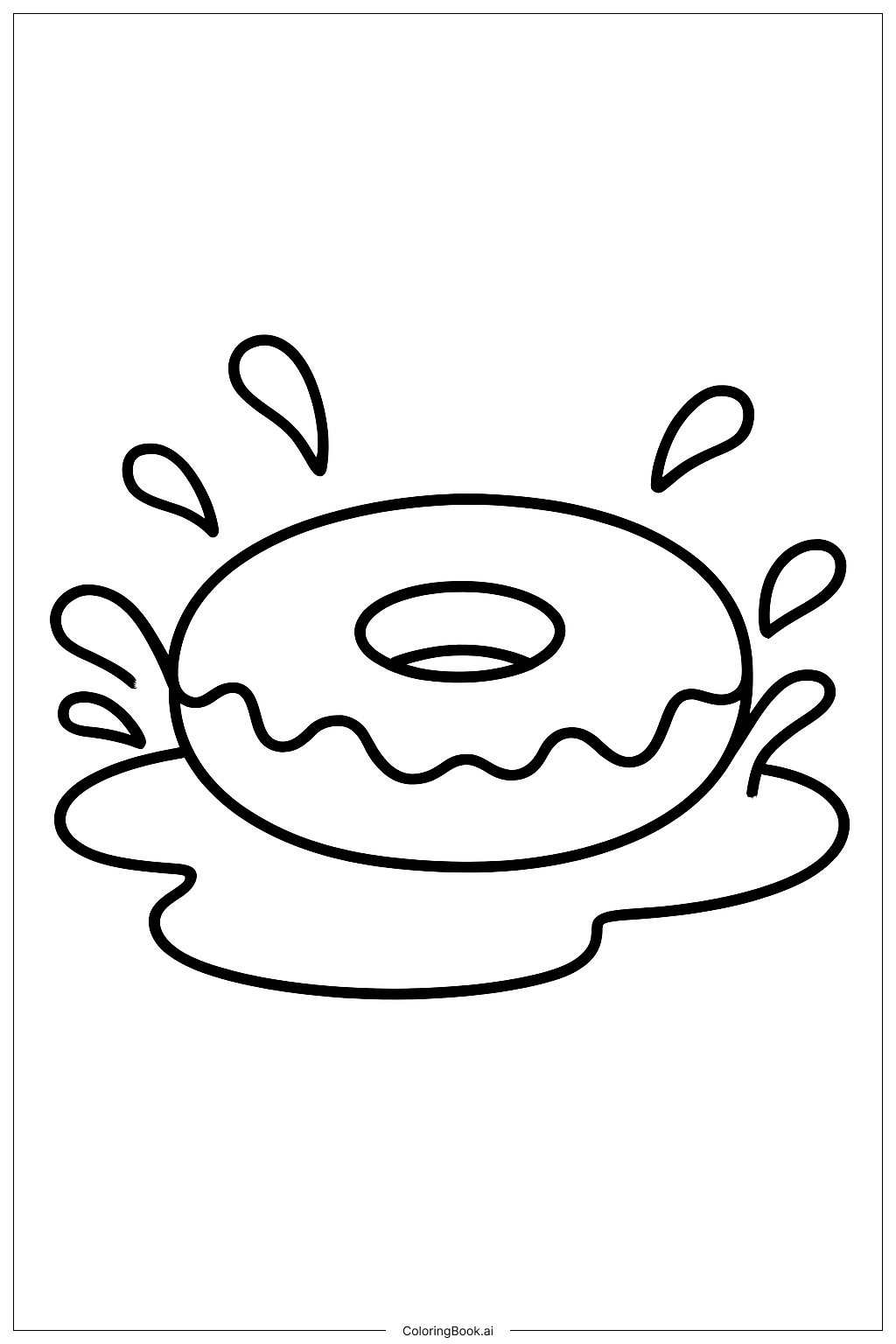  Donut Splashing In Milk Pool Coloring Page 