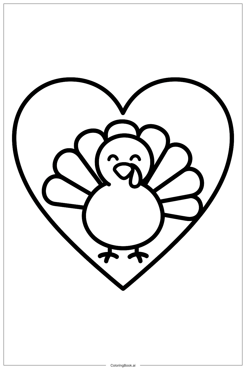  Página para colorear de Un corazón de gratitud para el Día de Acción de Gracias 