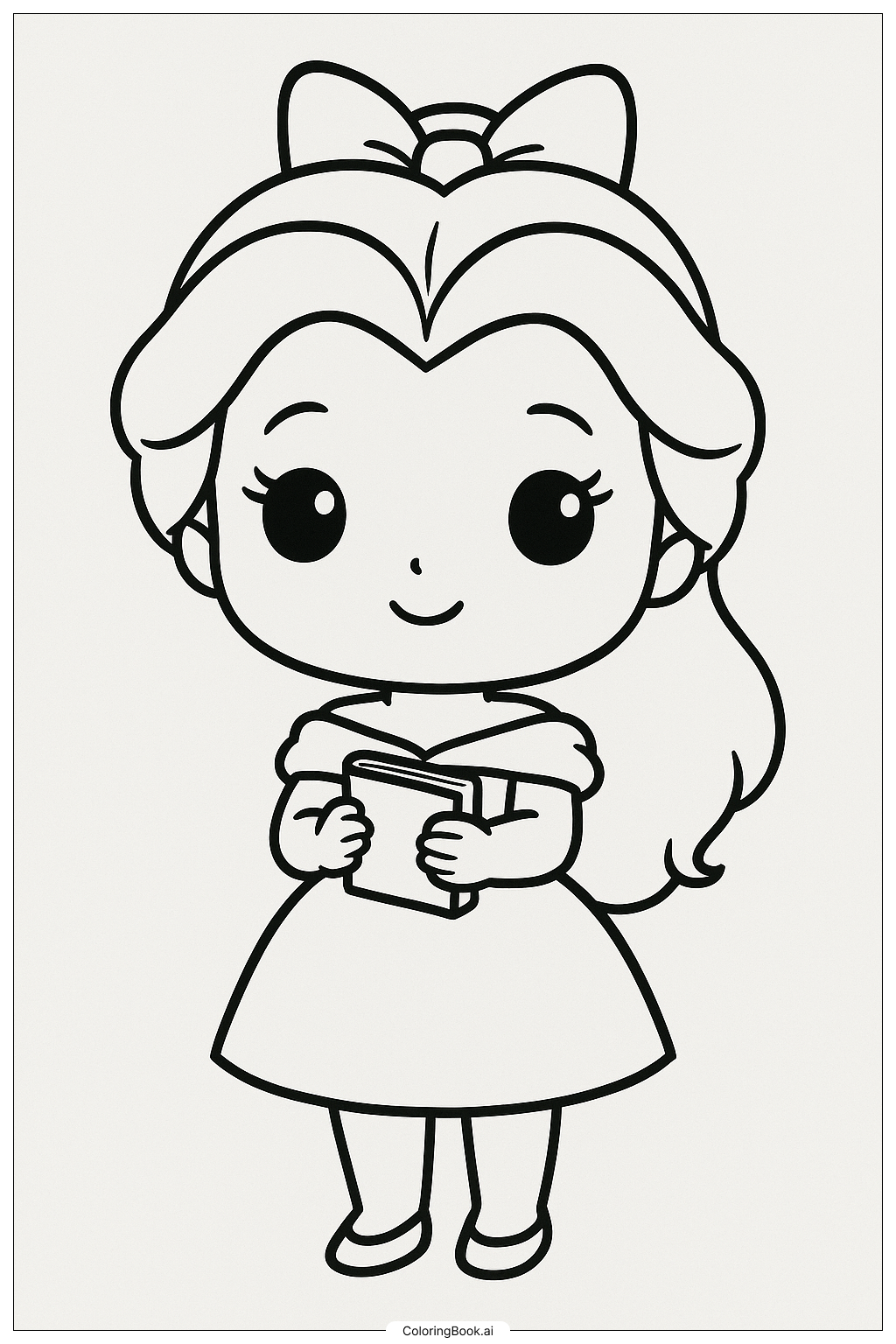  ちびスタイルかわいいプリンセスベルの塗り絵ページ 