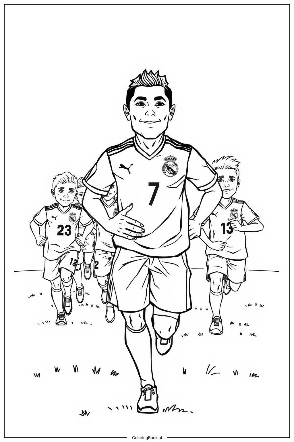  Ronaldo Training with Teammates Coloring Page 