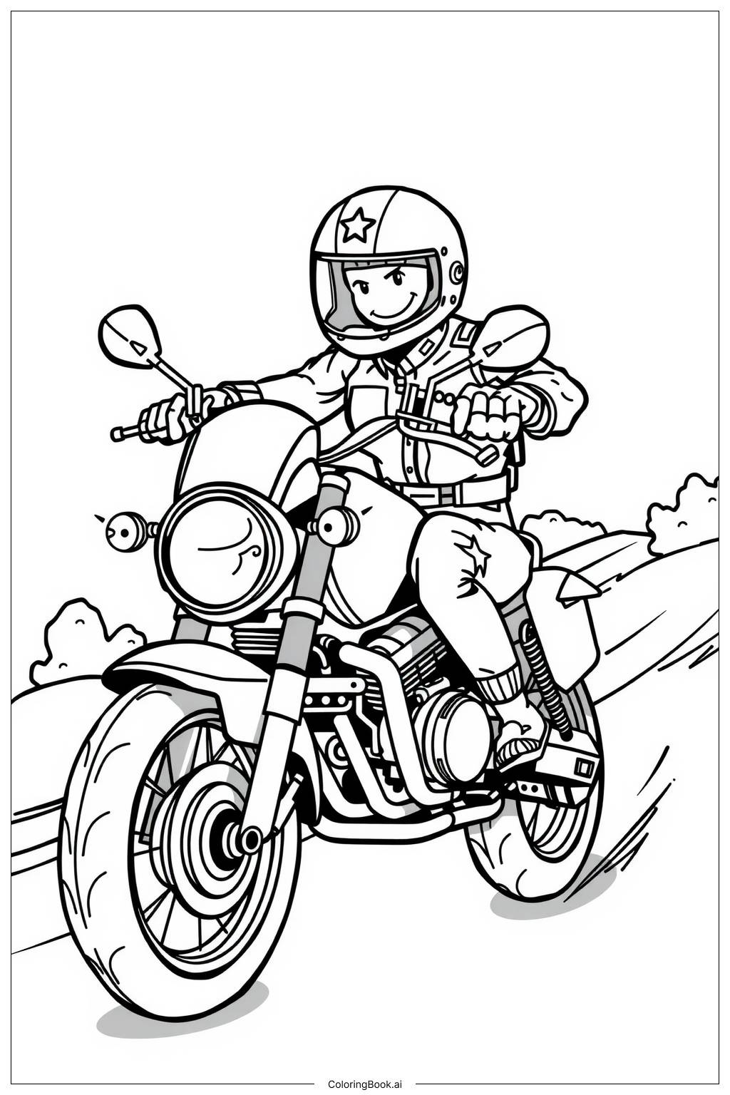  Police Motorcycle in a Chase Coloring Page 