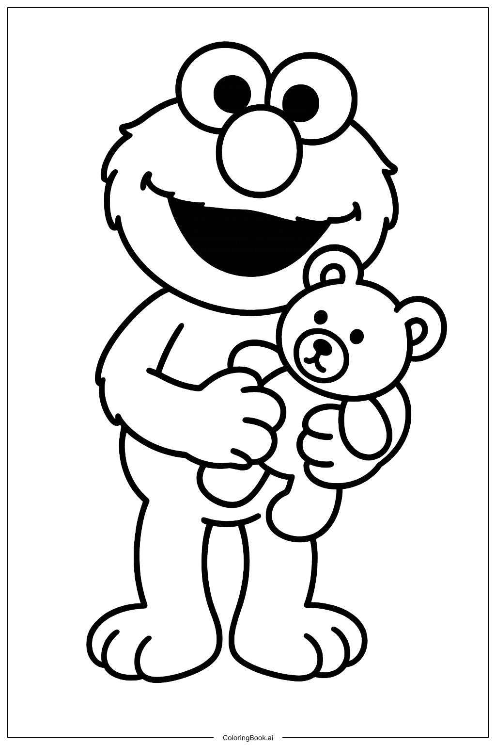  Elmo mit einem Teddybär Ausmalseite 