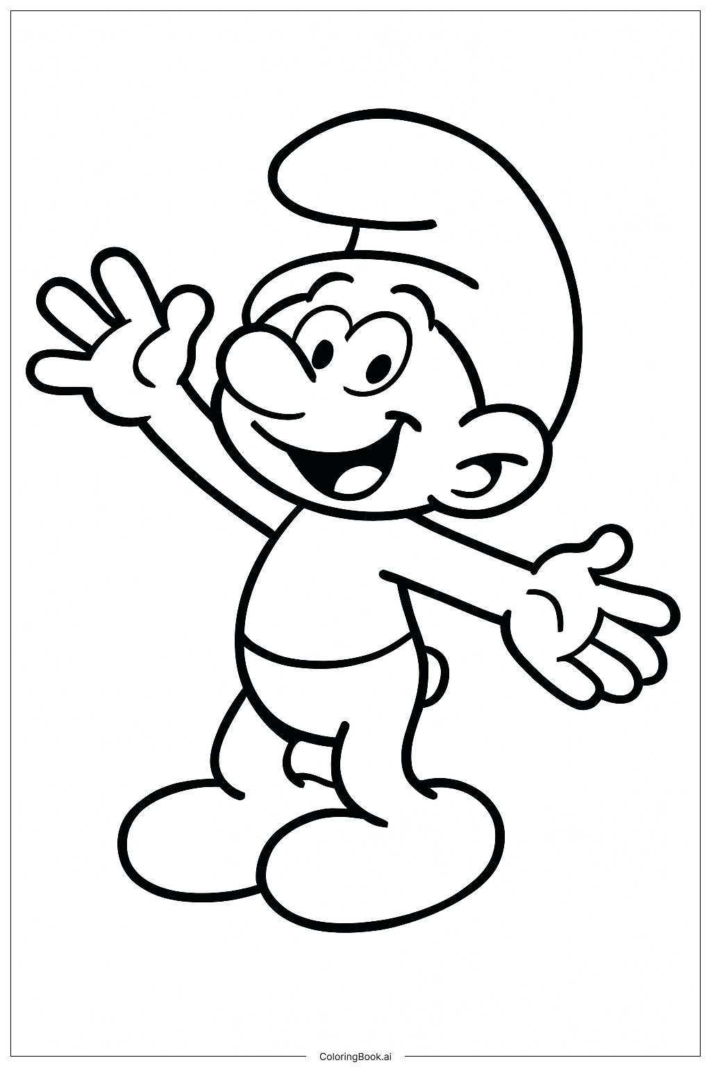  A Happy Smurf With A Big Smile Coloring Page 
