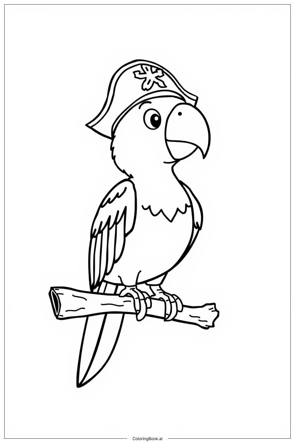  Pirate Parrot on a Perch Coloring Page 