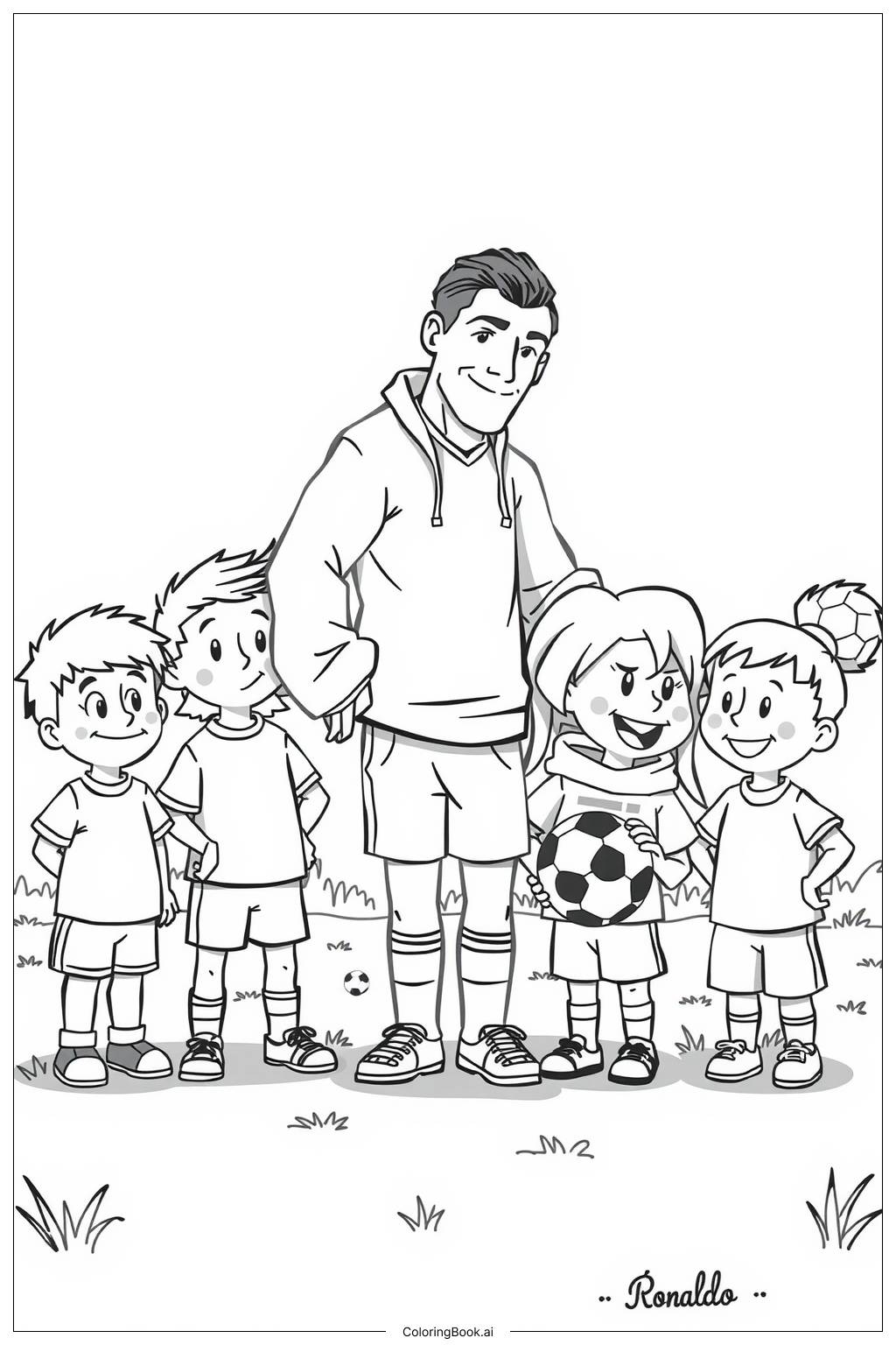  Ronaldo Inspiring Kids at a Soccer Camp Coloring Page 