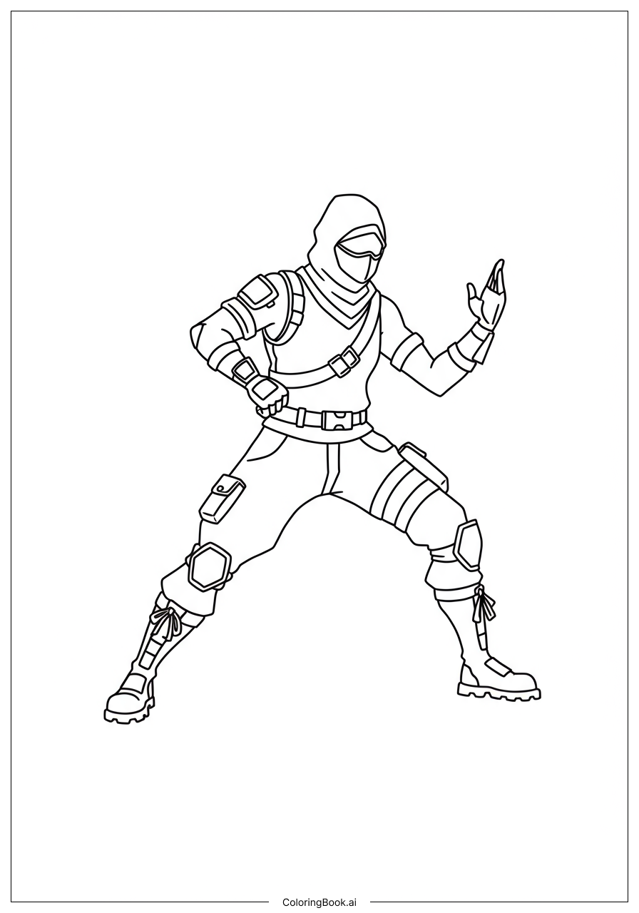  Page de coloriage Ninja Fortnite en Pose de Combat 