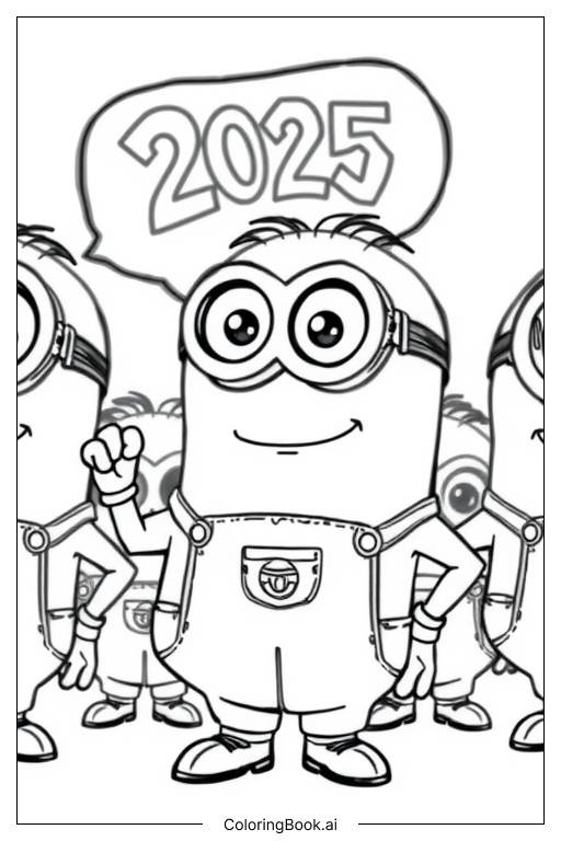  Page de coloriage un groupe de minions célèbre 2025 