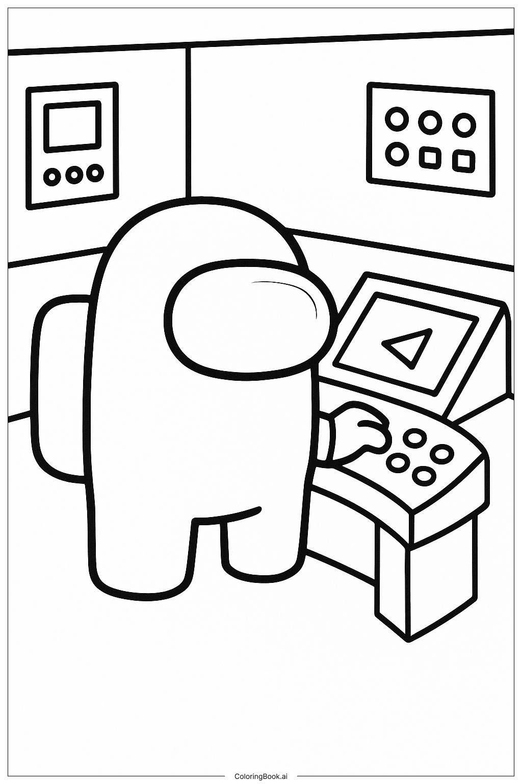  Among Us Character At The Navigation Panel Coloring Page 