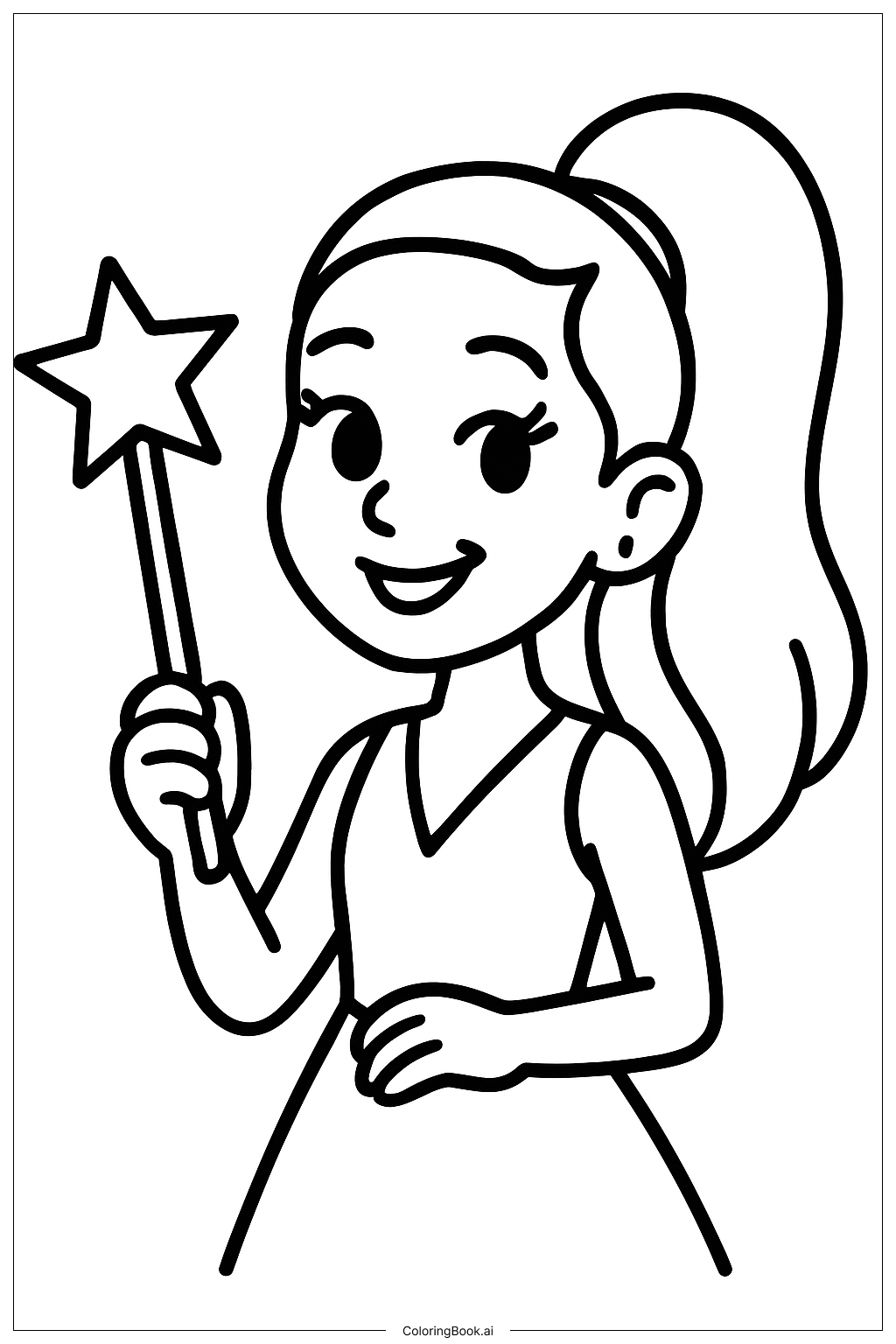  Página para colorear de Ariana Grande con una Varita Estrella 