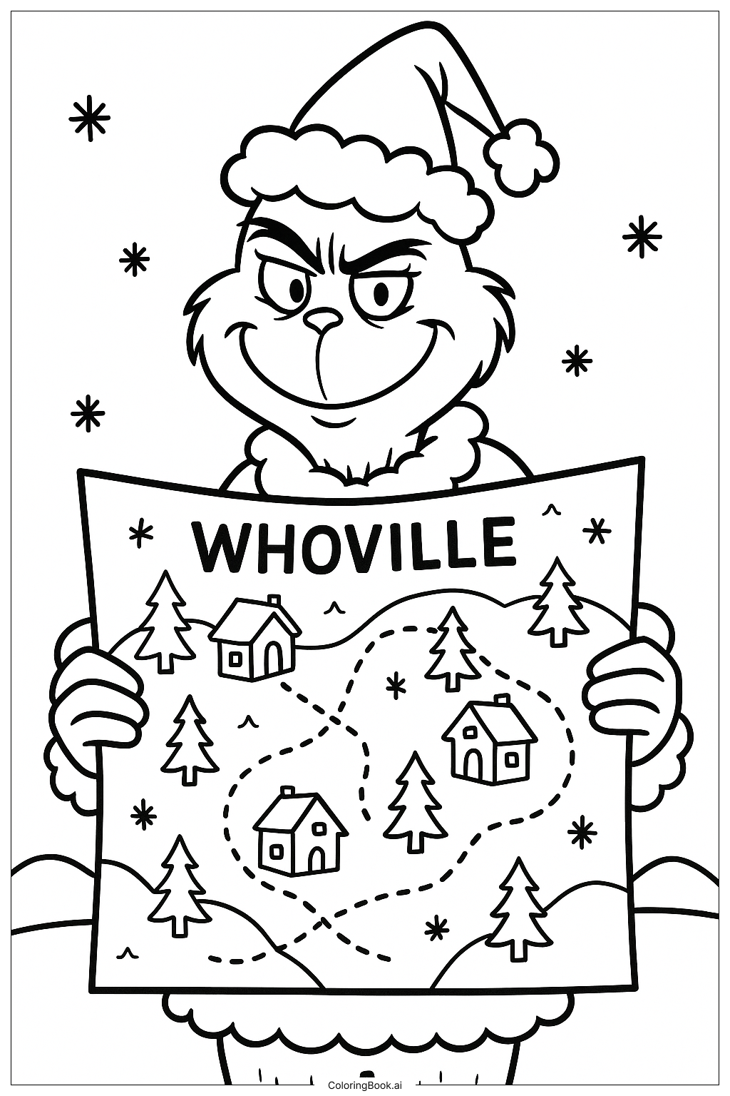  The Grinch Holding Map Of Whoville Coloring Page 