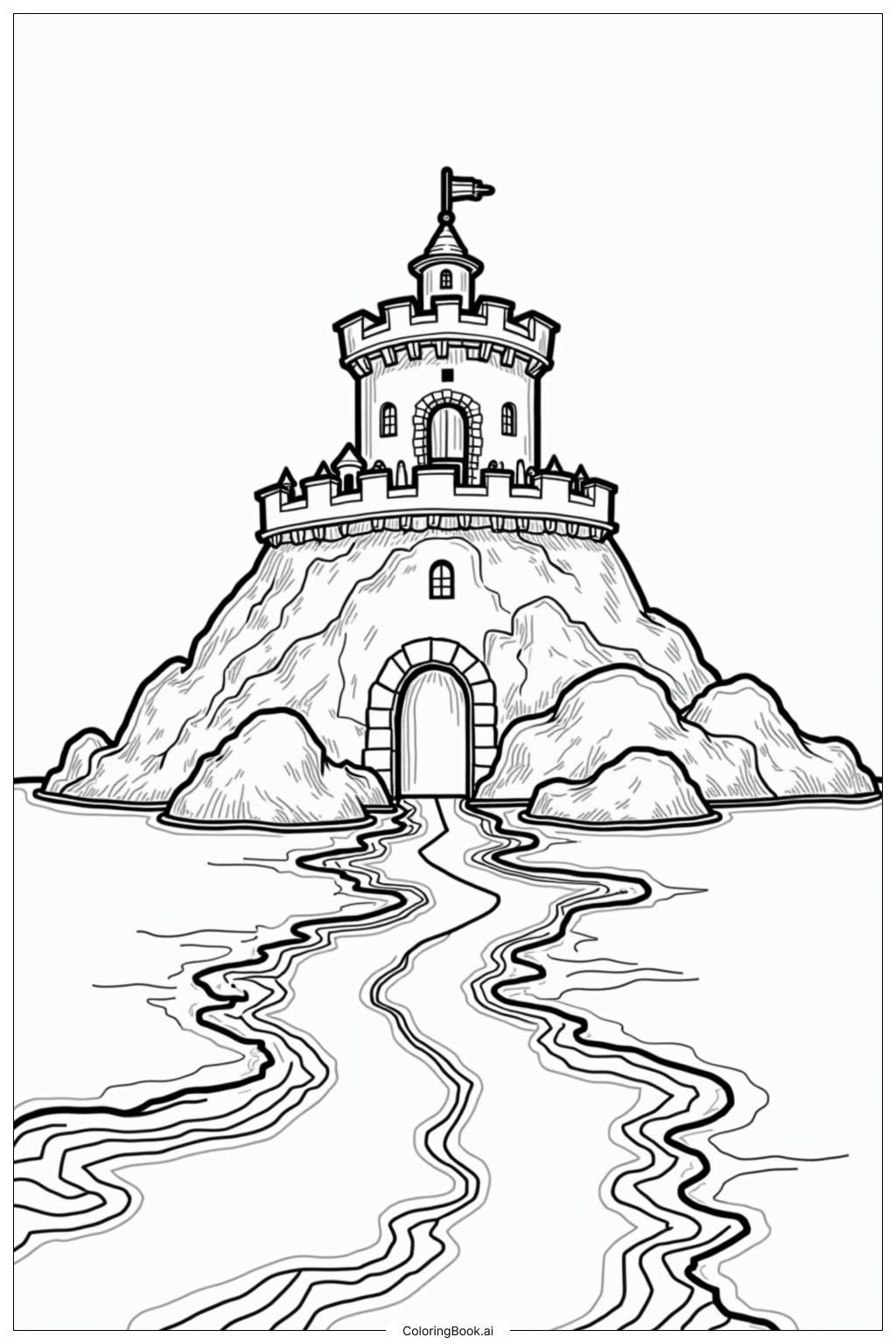  Page de coloriage Château de Bowser et Fosse de Lave 