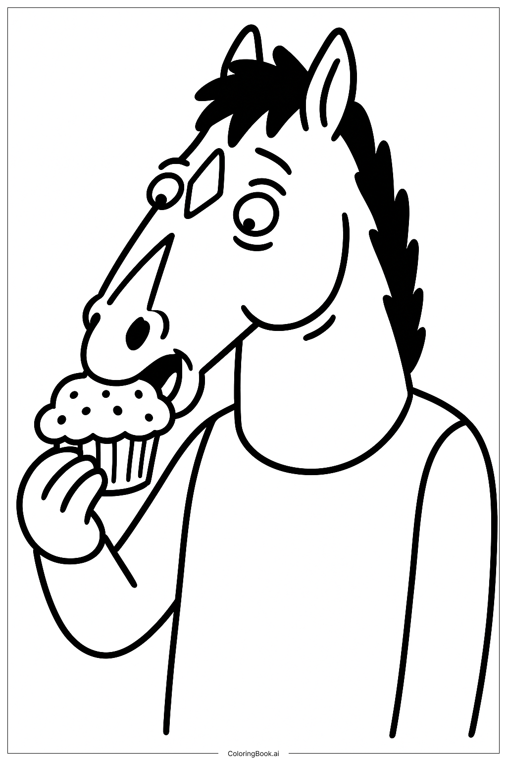 Page de coloriage Bojack Horseman mange un muffin 