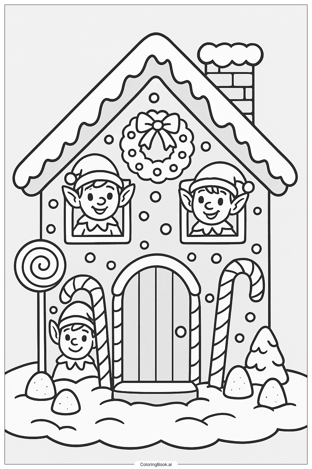  A Gingerbread House For The Elves Coloring Page 