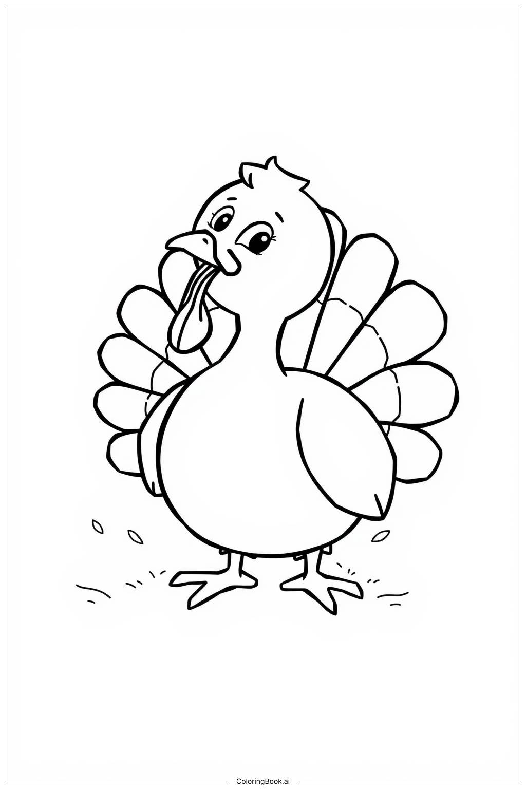  Baby Turkey Wobbling Coloring Page 