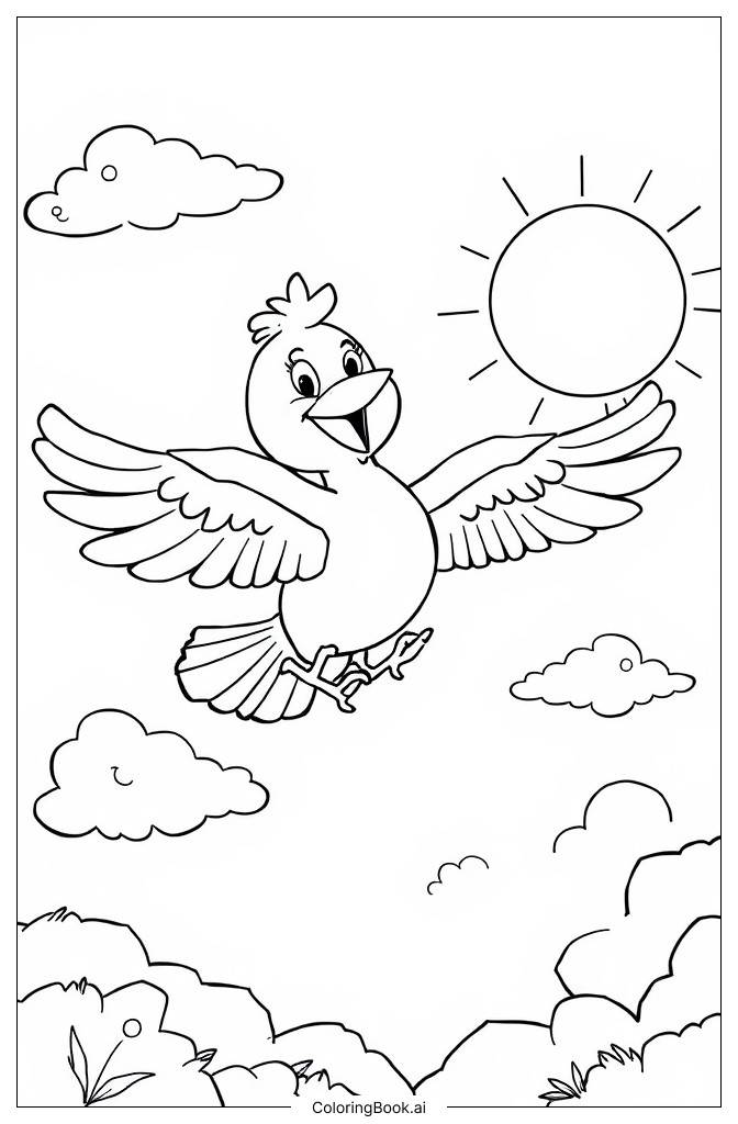  Big Bird Flying Coloring Page 