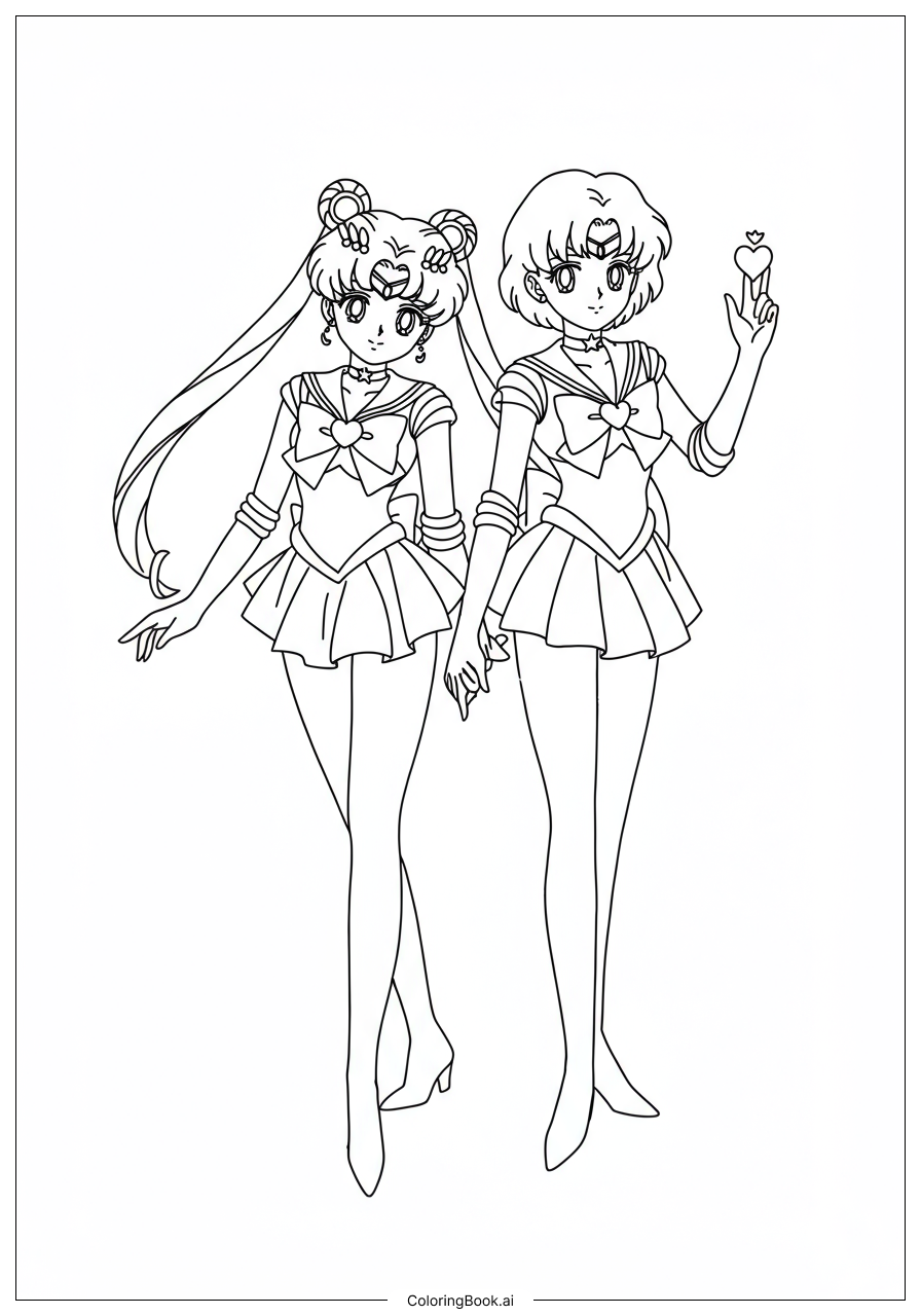  Sailor Moon Whispering To Sailor Mercury Coloring Page 