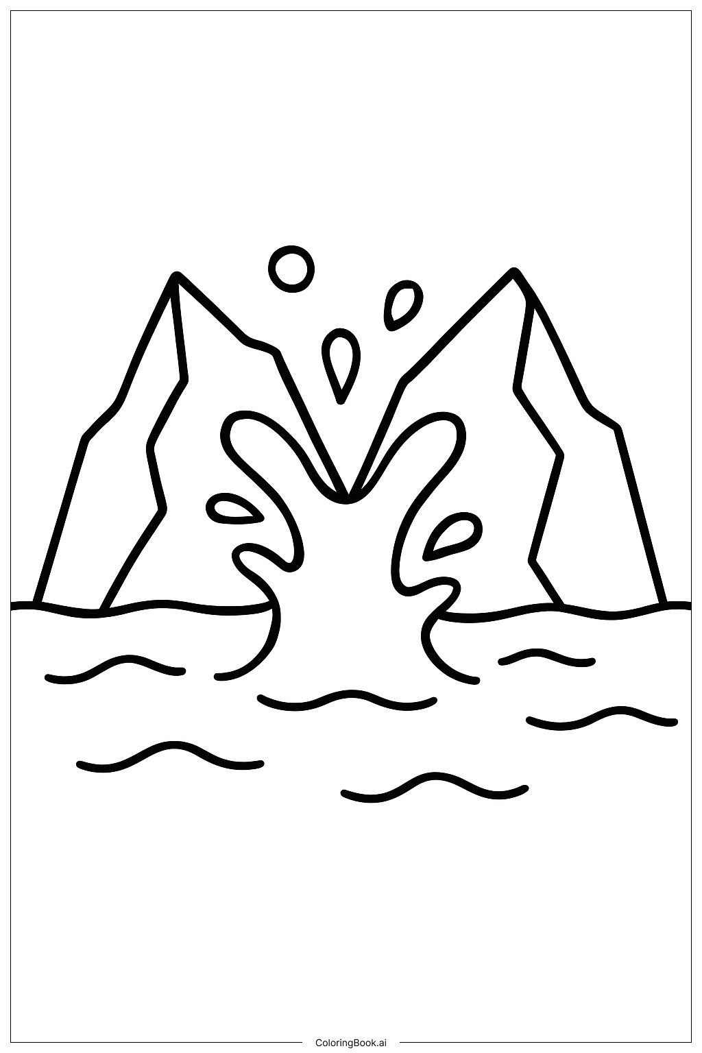  Iceberg Collision With Water Splash Coloring Page 