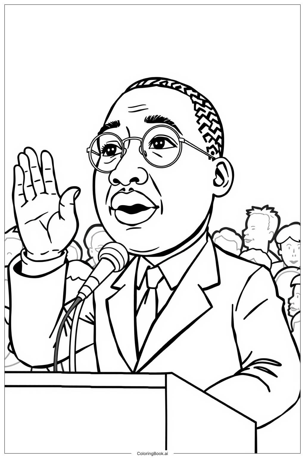  Página para colorear de martin luther king de pie fuerte por la justicia 