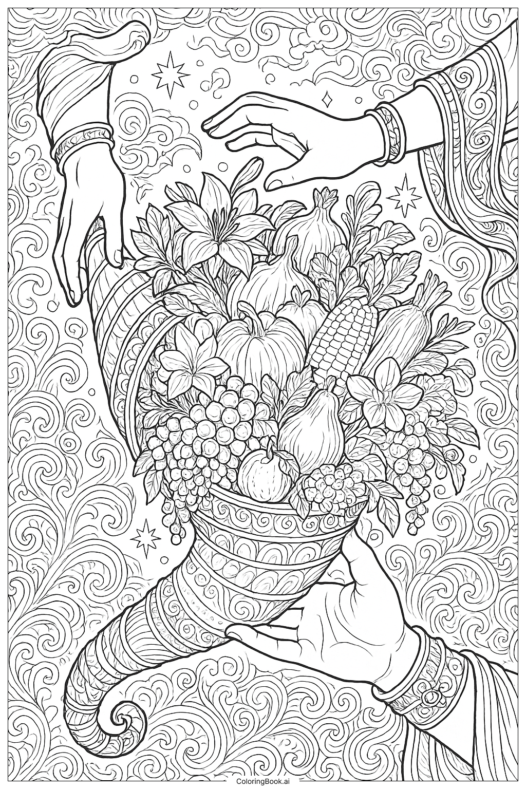  Trang tô màu Mythological Cornucopia Of The Gods 