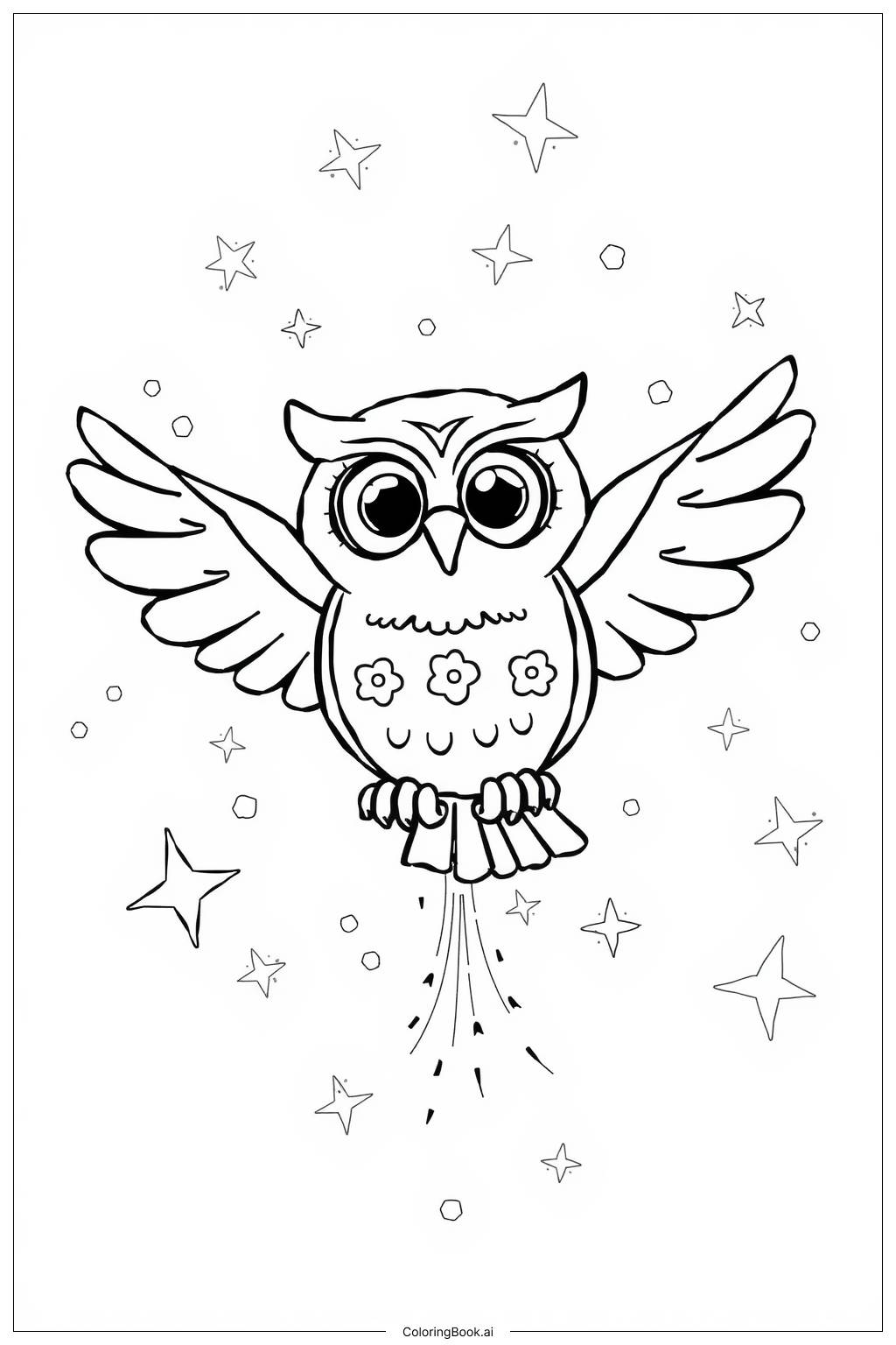  Owl's Magical Journey Coloring Page 