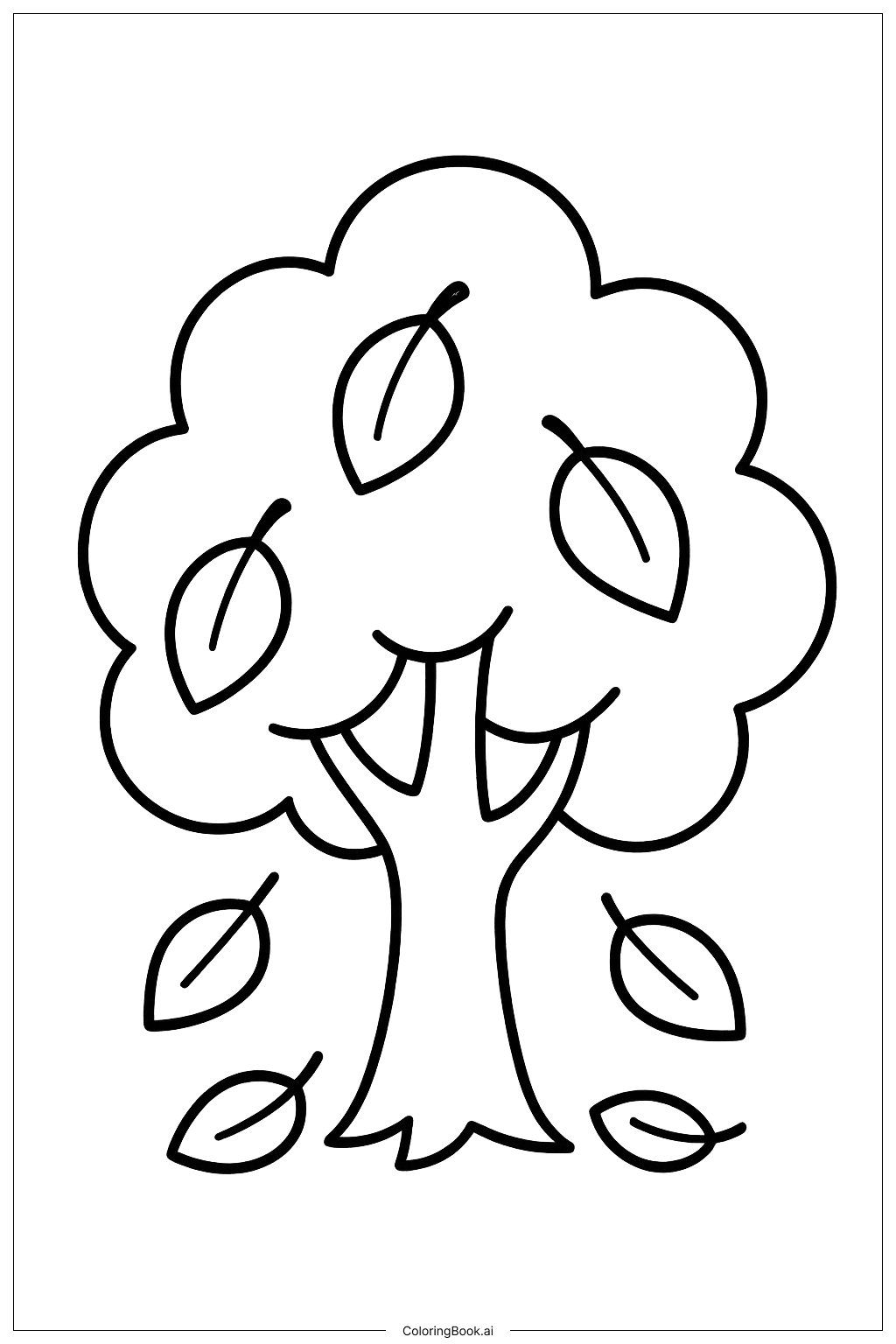 Página para colorear Árbol Básico de Otoño (Descarga gratuita en PDF \u0026 PNG), image size:1024x1536