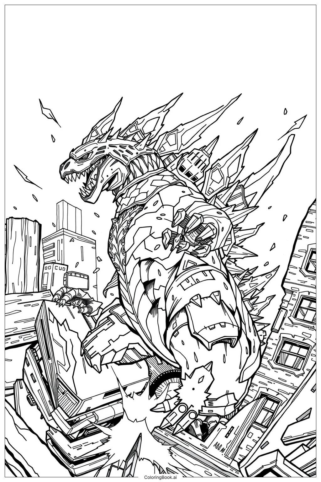  shin godzilla city attack-2 Coloring Page 