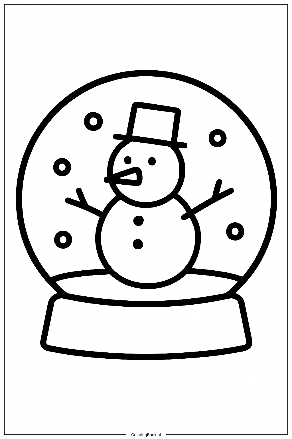 キラキラ雪だるま玉の塗り絵ページ