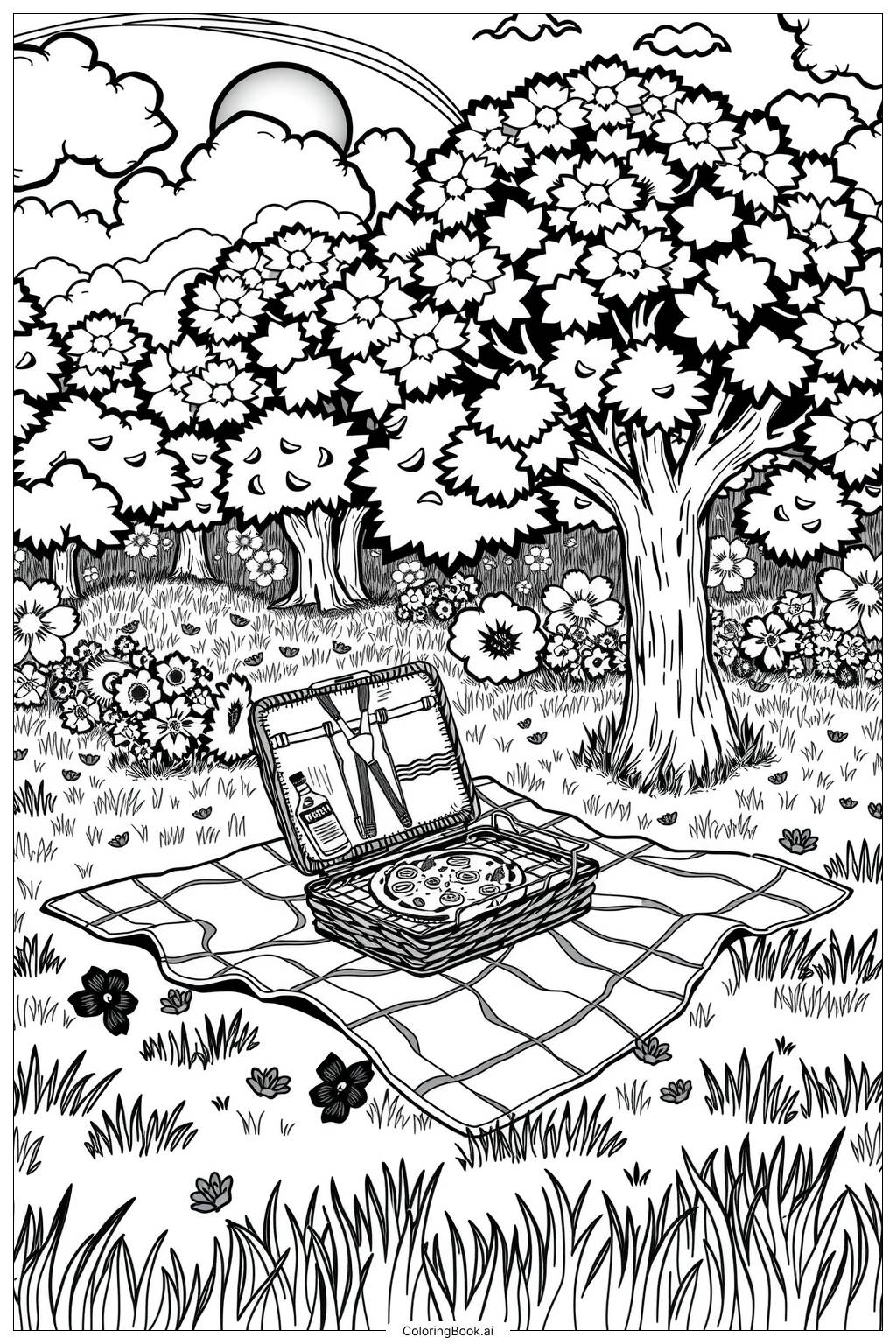  Pizza Picnic in the Park Coloring Page 