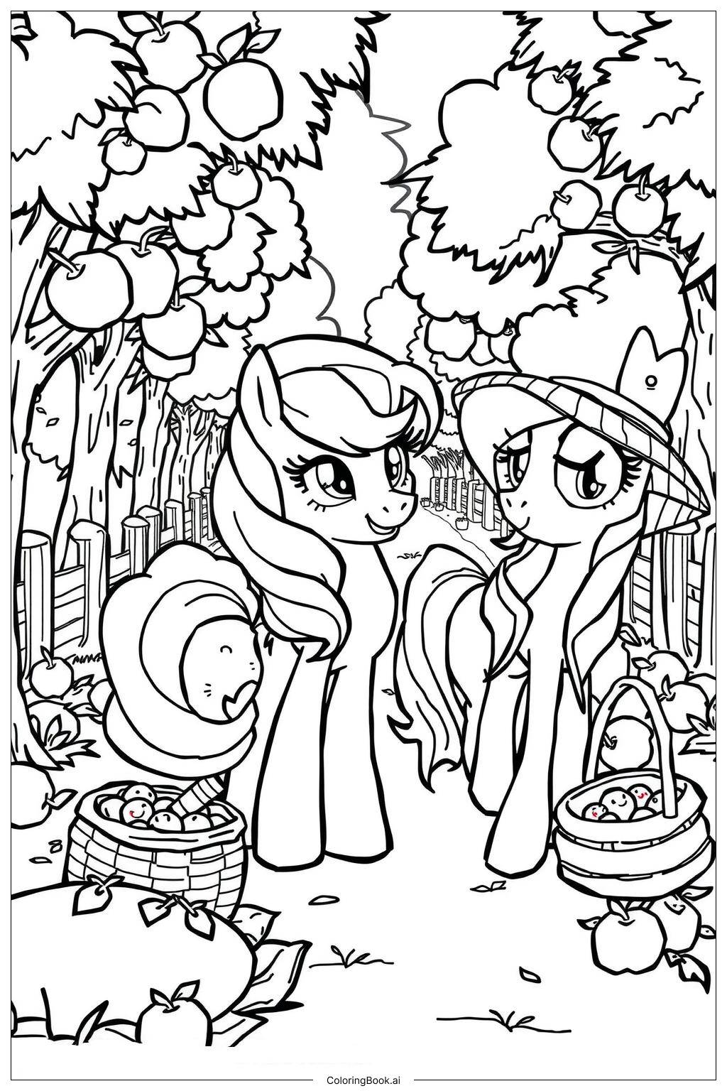  Applejack with Friends in a Field-2 Coloring Page 