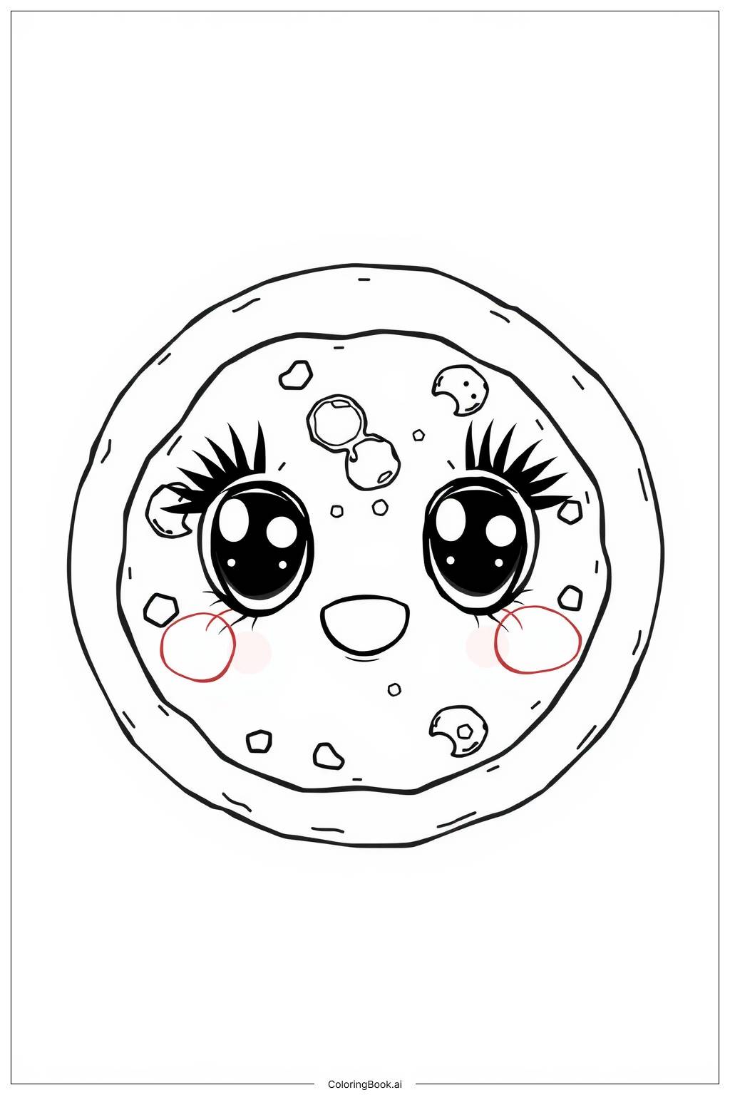  Simple Kawaii Pizza Face Coloring Page 