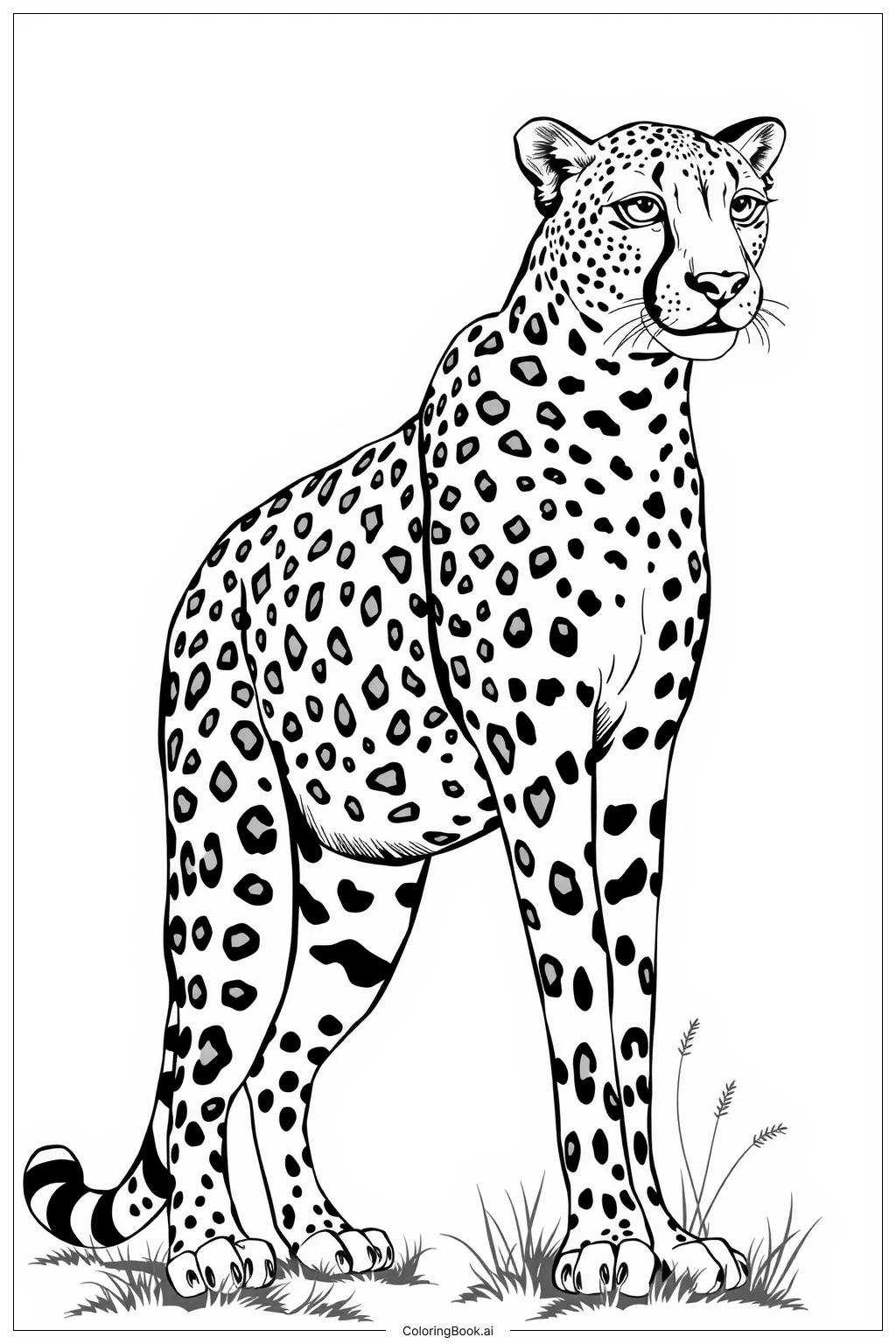  Page de coloriage guépard à taches simples 