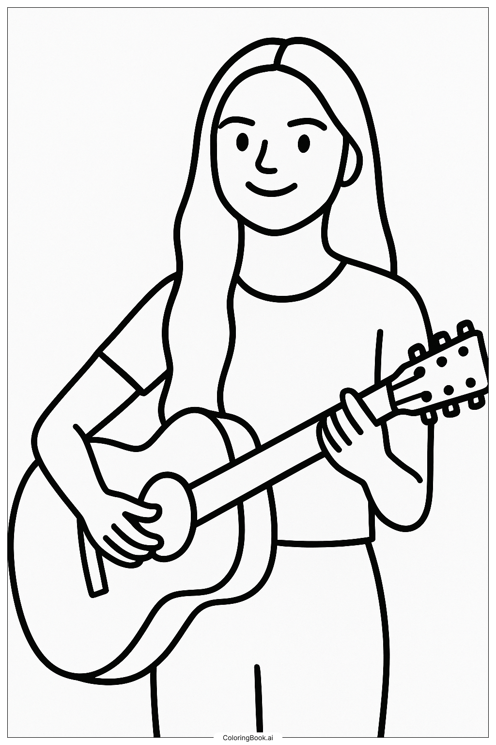  Olivia Rodrigo Holding A Guitar Outline Coloring Page 