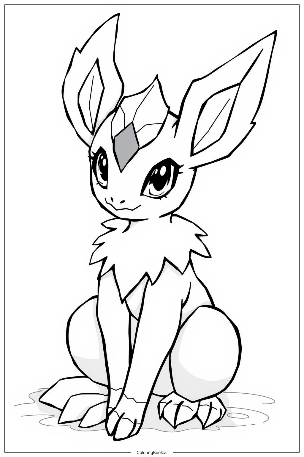  Leafeon Surrounded by Colorful Leaves Coloring Page 