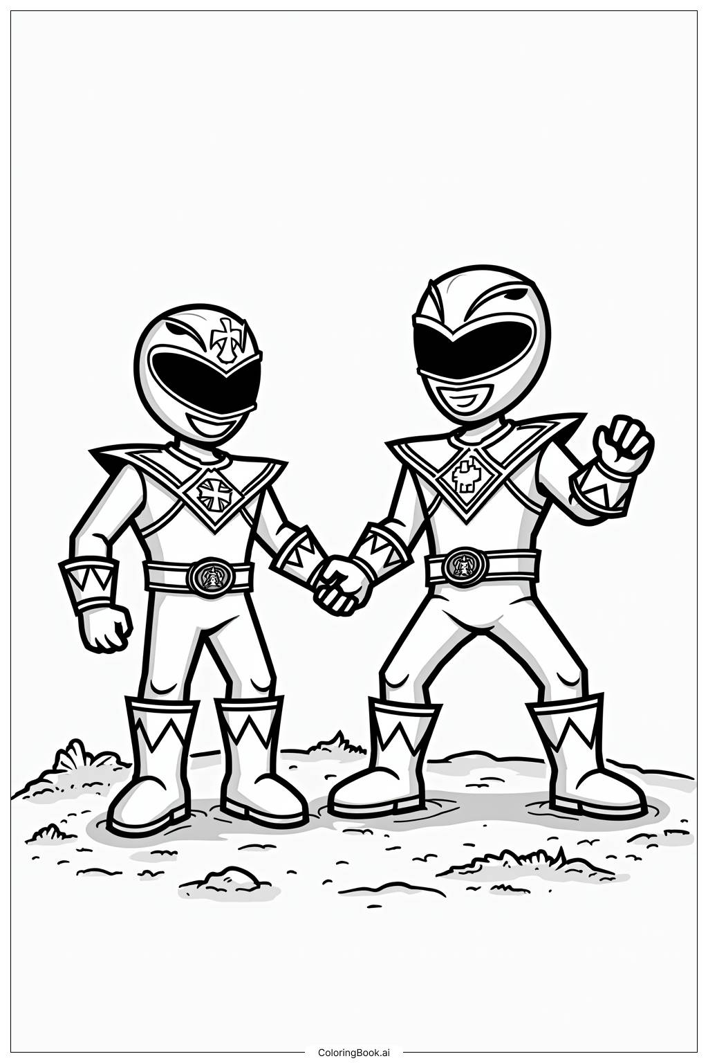  Page de coloriage Pose de Célébration de Victoire des Power Rangers 