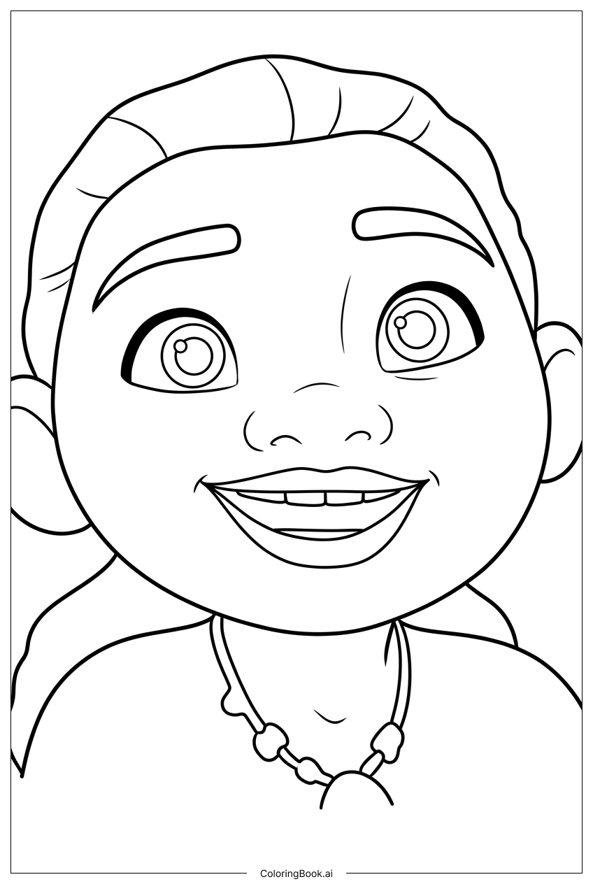  Moana 2 trägt Muschel-Halskette und Ohrringe Ausmalseite 