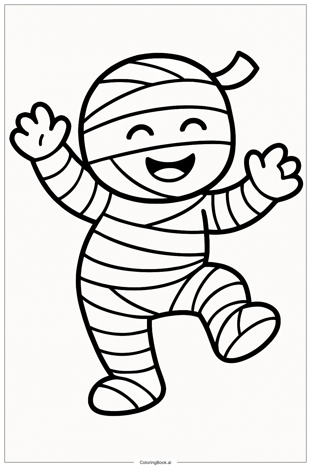 A Happy Mummy Dancing Coloring Page 