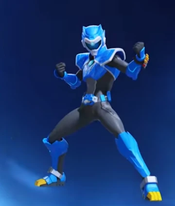 Dynamischer Power Ranger bereit für Action in einer auffälligen Pose