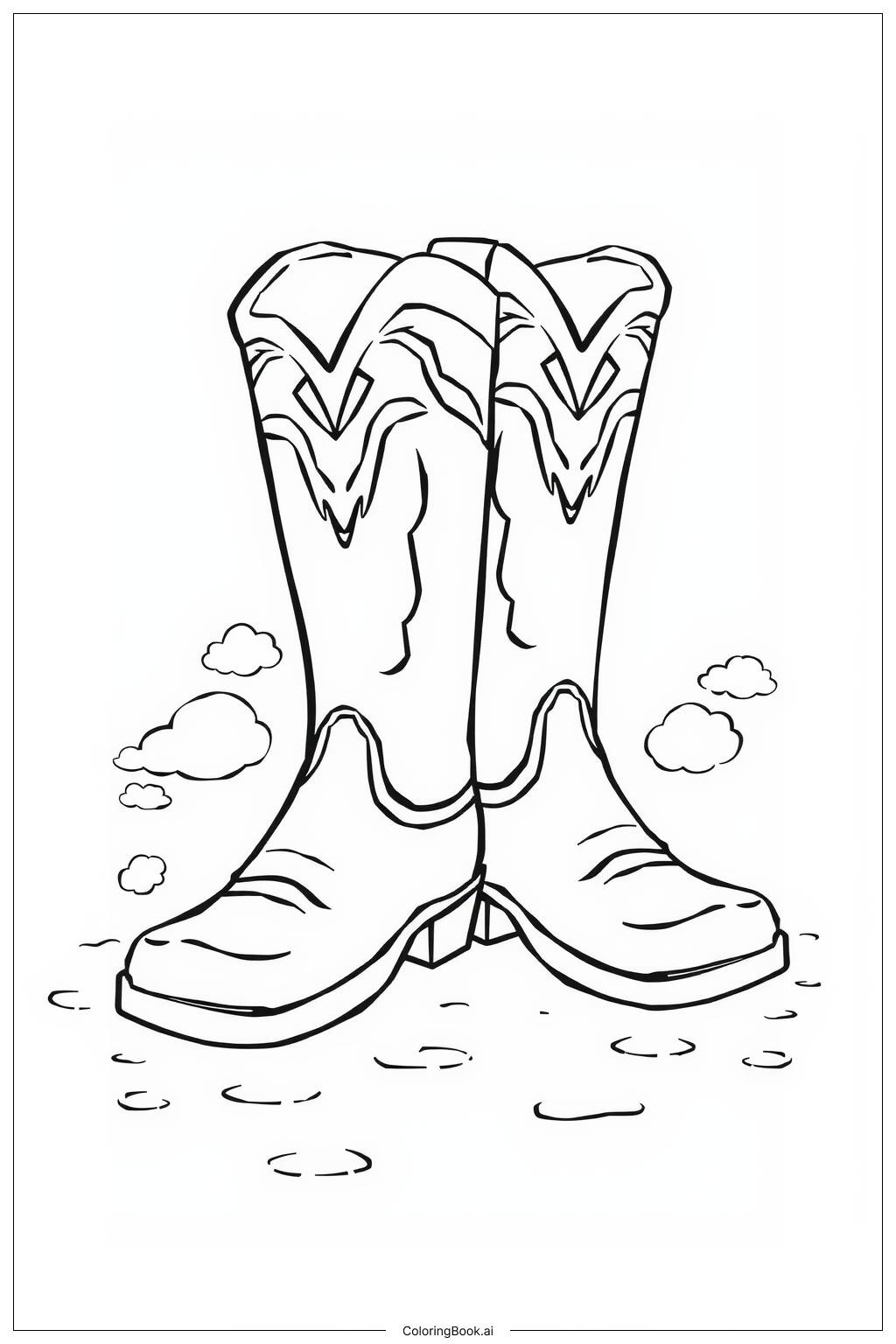  Cowboy boots Coloring Page 