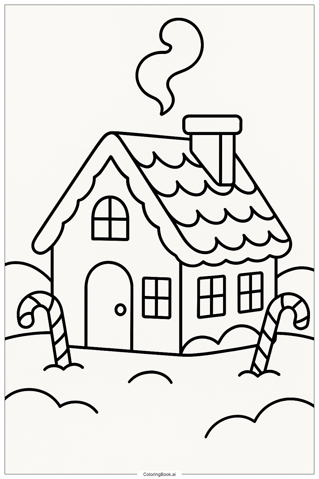  Gingerbread House With A Smoking Chimney Coloring Page 