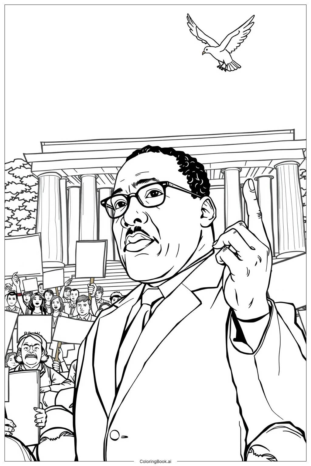  Page de coloriage Martin Luther King debout pour la justice 