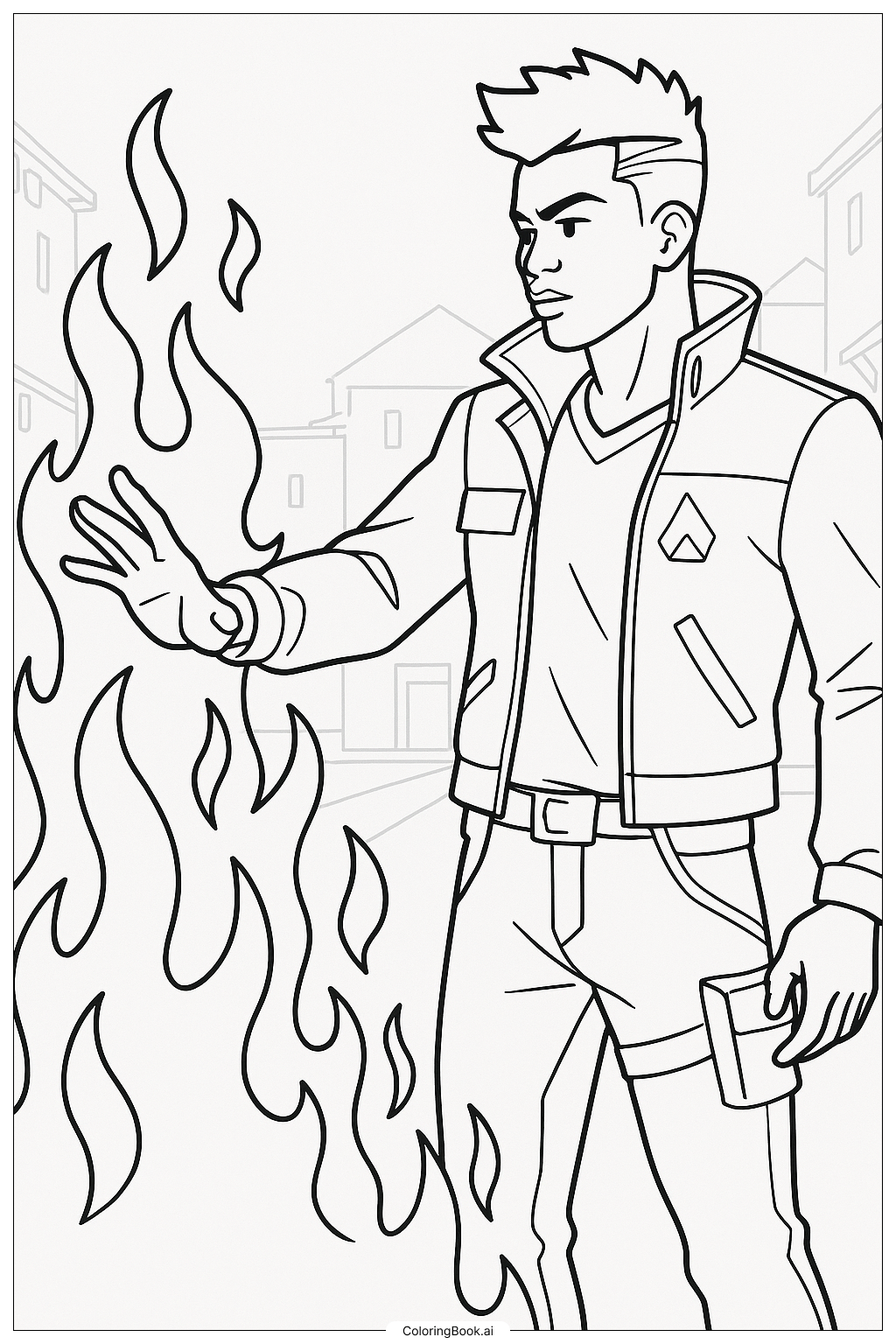  Página para colorear de Valorant Phoenix Creando un Muro de Fuego 