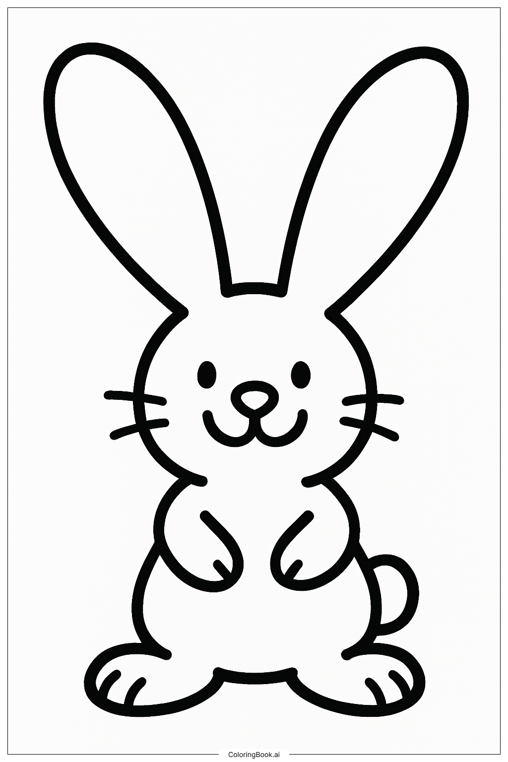 Funny Easter Bunny With Big Ears Coloring Page