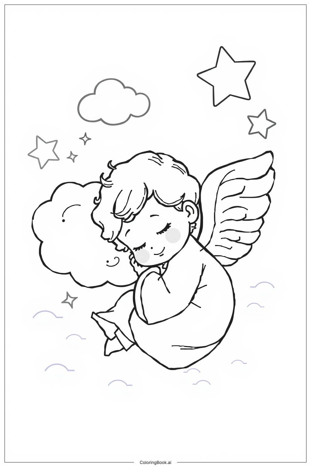  Baby Angel Sleeping Coloring Page 