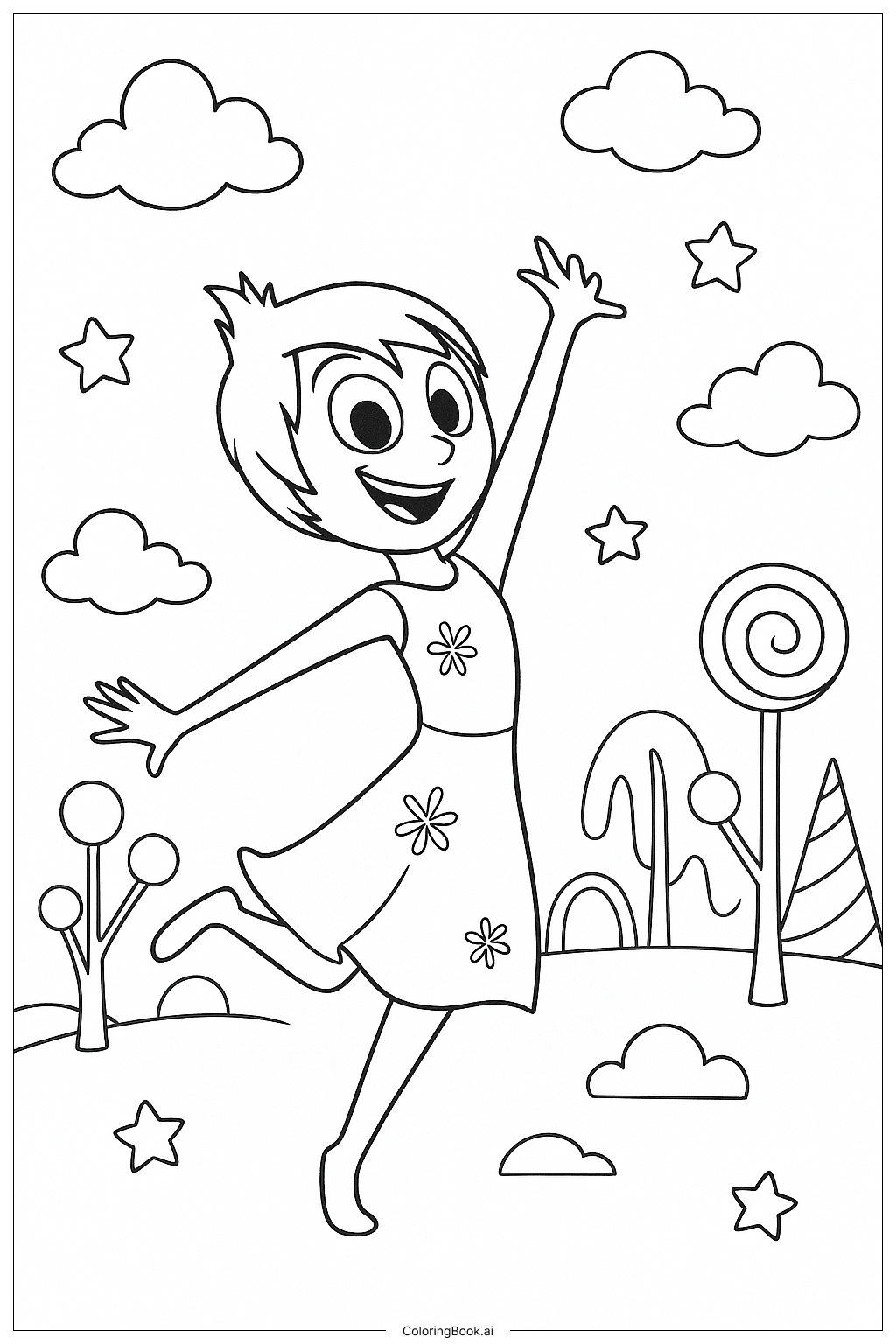 Inside Out Joy In Imagination Land Coloring Page