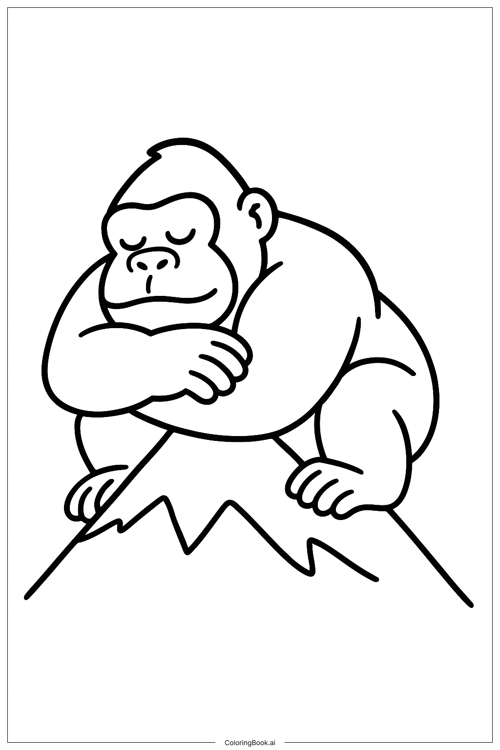  King Kong Sleeping on a Mountain Coloring Page 