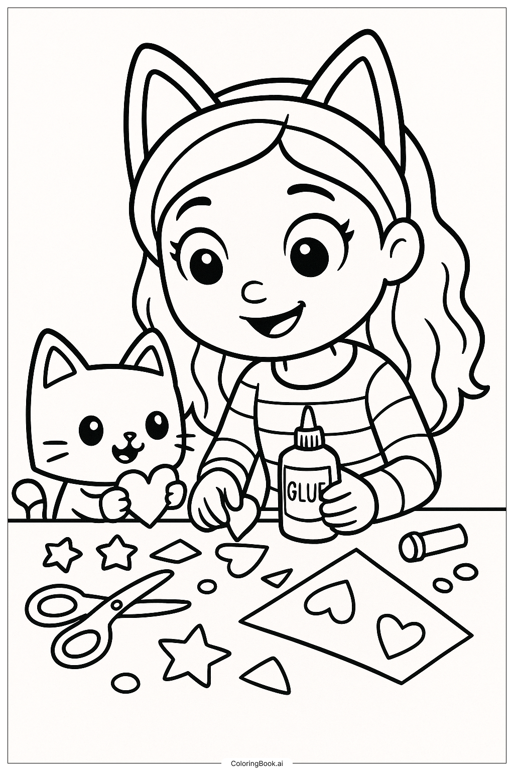  Gabby Cat And Baby Box Cat Crafting Coloring Page 