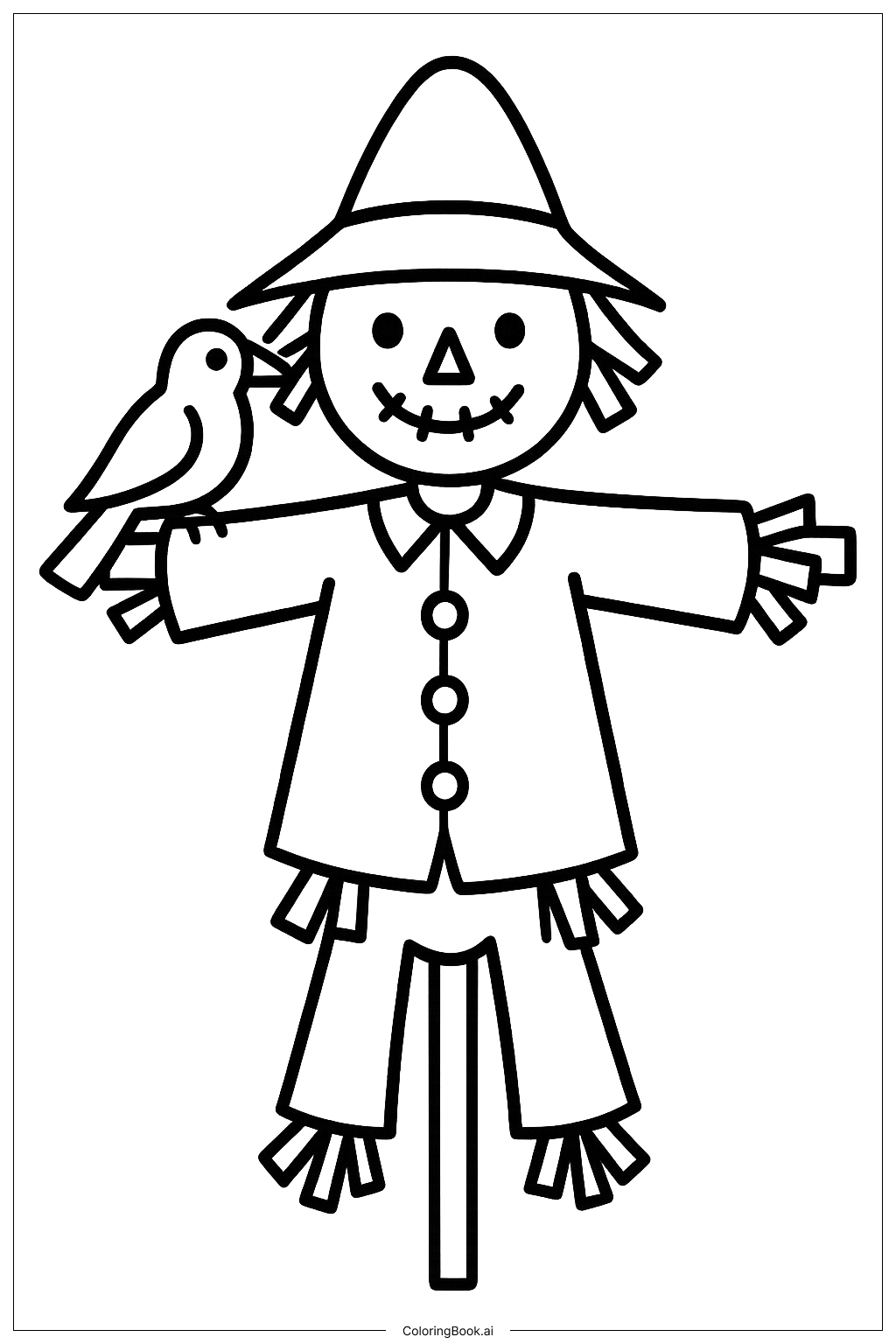  Página para colorir de Espantalho Com Um Corvo No Ombro 